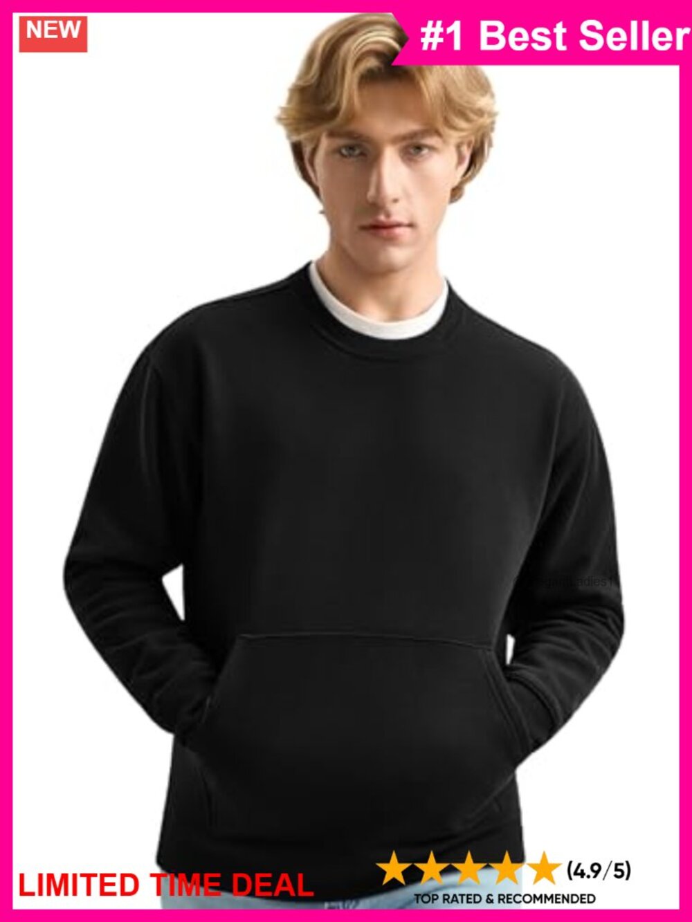 Heavyweight Cotton-Poly Fleece Crewneck Sweatshirt with Pocket